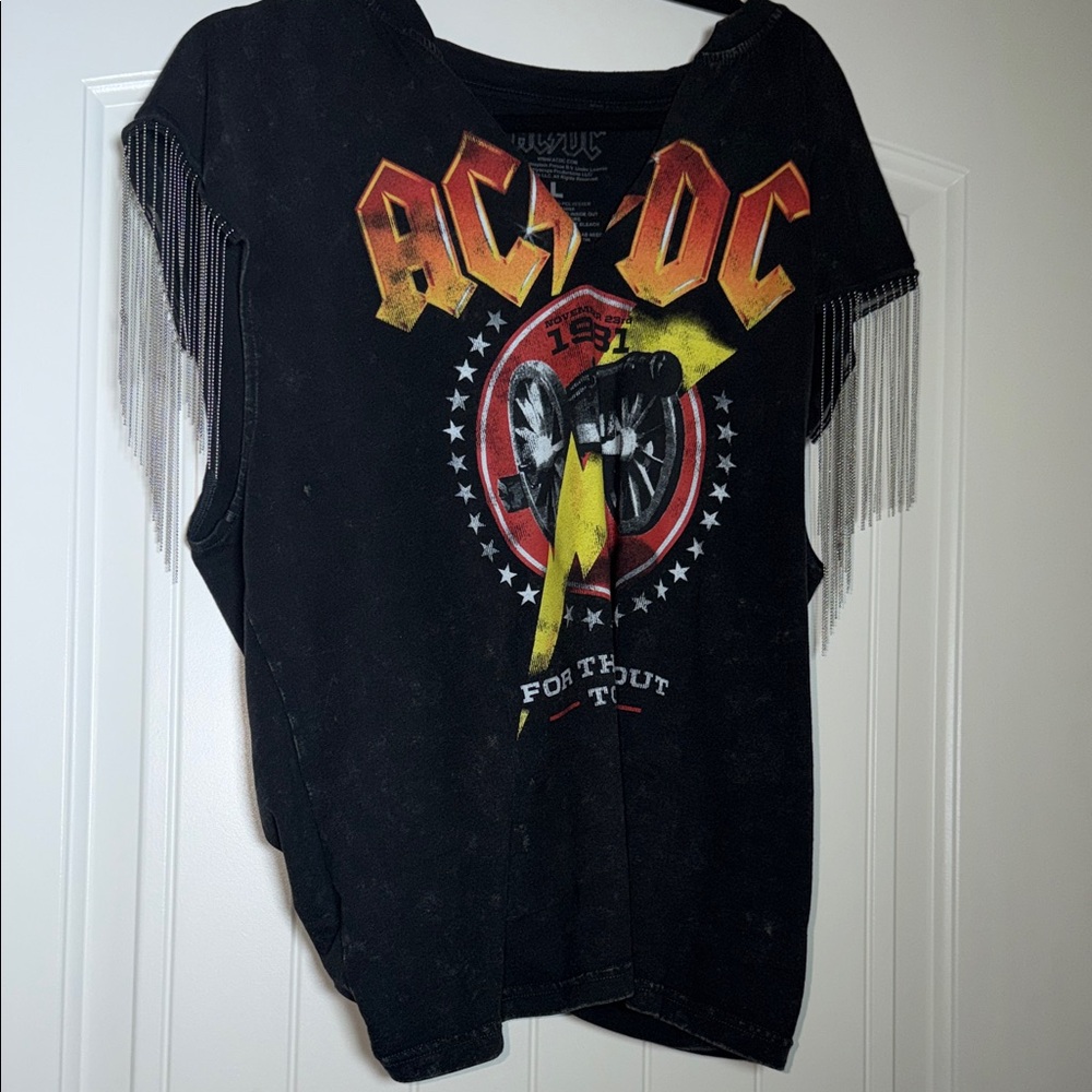 AC/DC Black Tee with Red and Yellow Graphic